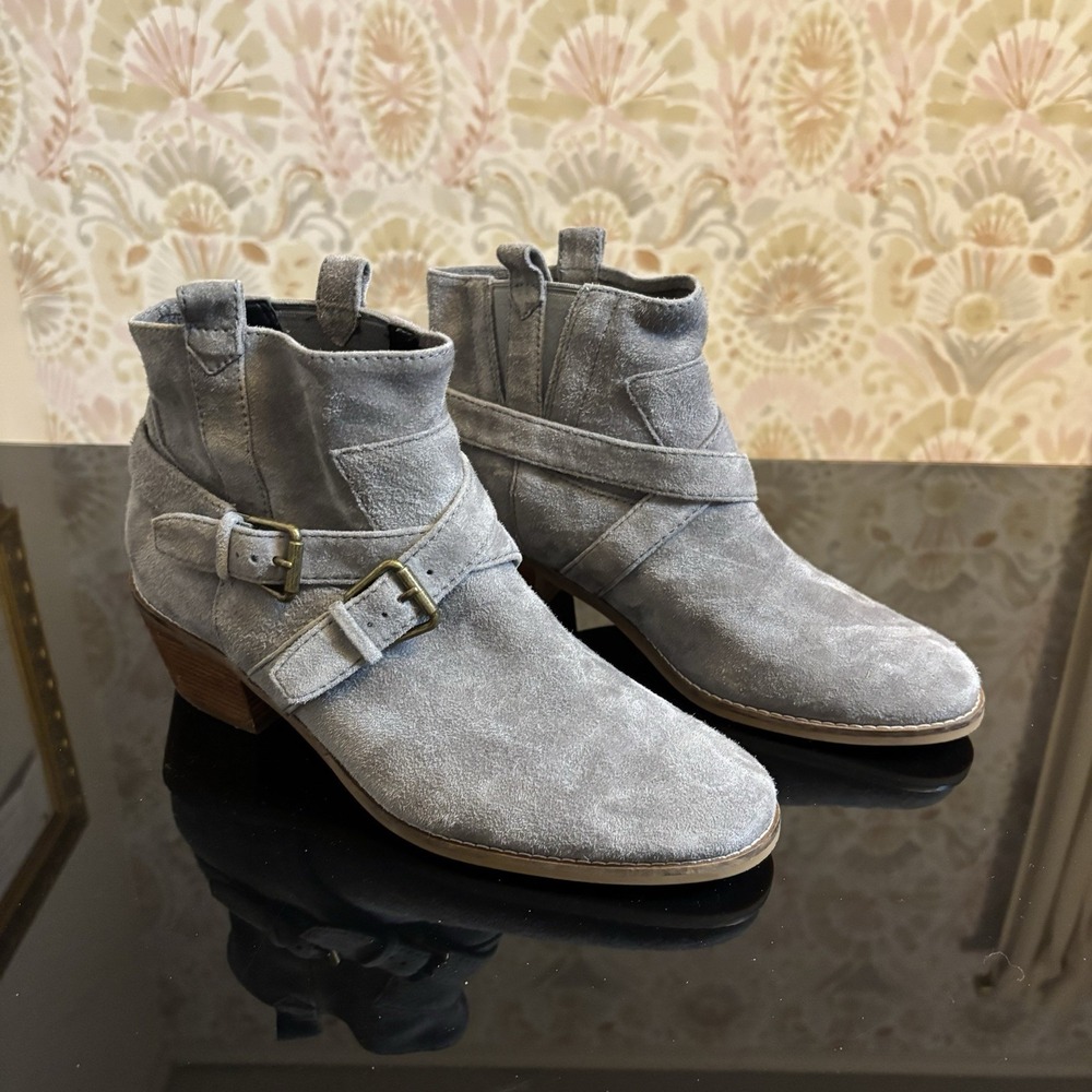 Cole Haan Women's Jensynn Stormcloud Suede Ankle‎ Boots 9 Western Buckle
